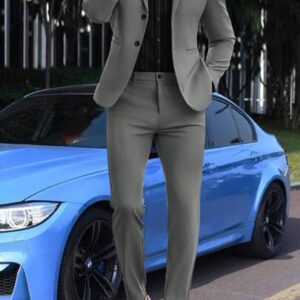 طقم بدلة رجالية من مانفينيتي مود، بلون موحد، بياقة عريضة وأكمام طويلة، مكون من جاكيت وبنطال. بدلة بيج، بدلة كريمية، بدلة كاكي، بدلة صيفية. هدية رائعة للحبيب أو الزوج.