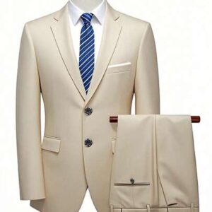 طقم بدلة رجالية فاخرة من قطعتين: سترة وبنطال، مناسب للمناسبات الرسمية مثل حفلات الزفاف والتجمعات والحفلات. 3