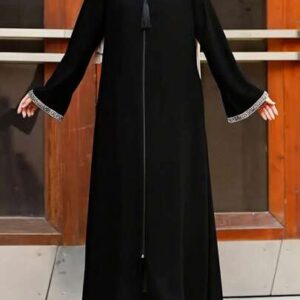 فستان نسائي أنيق وعصري بلون موحد، فضفاض، بياقة دائرية طويلة 3