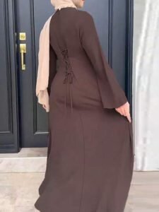 فستان ماكسي طويل أنيق للنساء، بخصر واسع ورباط عند الخصر، فستان طويل برقبة دائرية وخصر قابل للتعديل، مصنوع من قماش منسوج أنيق بلون موحد، مناسب لفصلي الربيع والصيف. 3