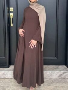 فستان ماكسي طويل أنيق للنساء، بخصر واسع ورباط عند الخصر، فستان طويل برقبة دائرية وخصر قابل للتعديل، مصنوع من قماش منسوج أنيق بلون موحد، مناسب لفصلي الربيع والصيف. 3